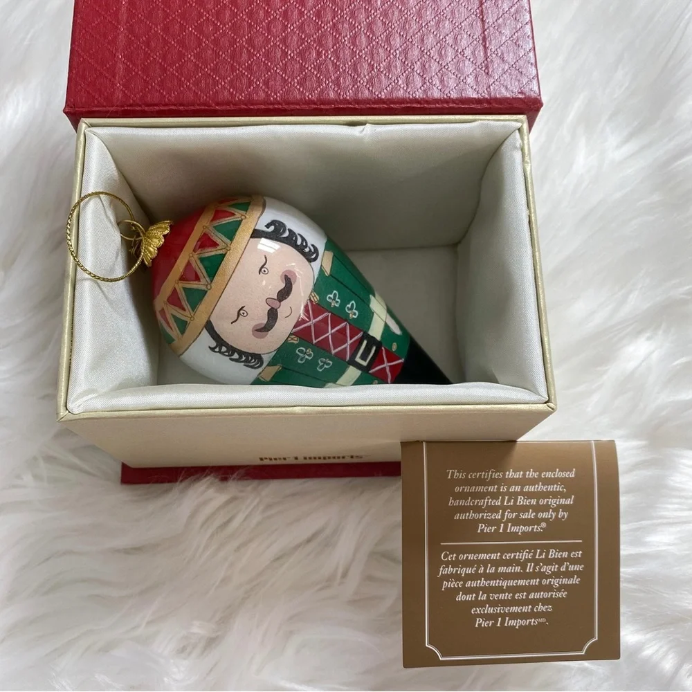 Li Bien Pier 1 Nutcracker Glass Ornament 2017